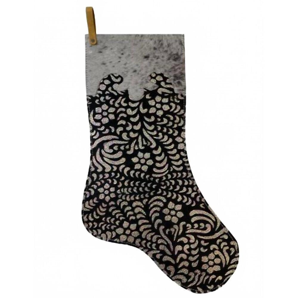 NEW SHOWMAN glitter cowhide christmas stocking in rainbow metallic